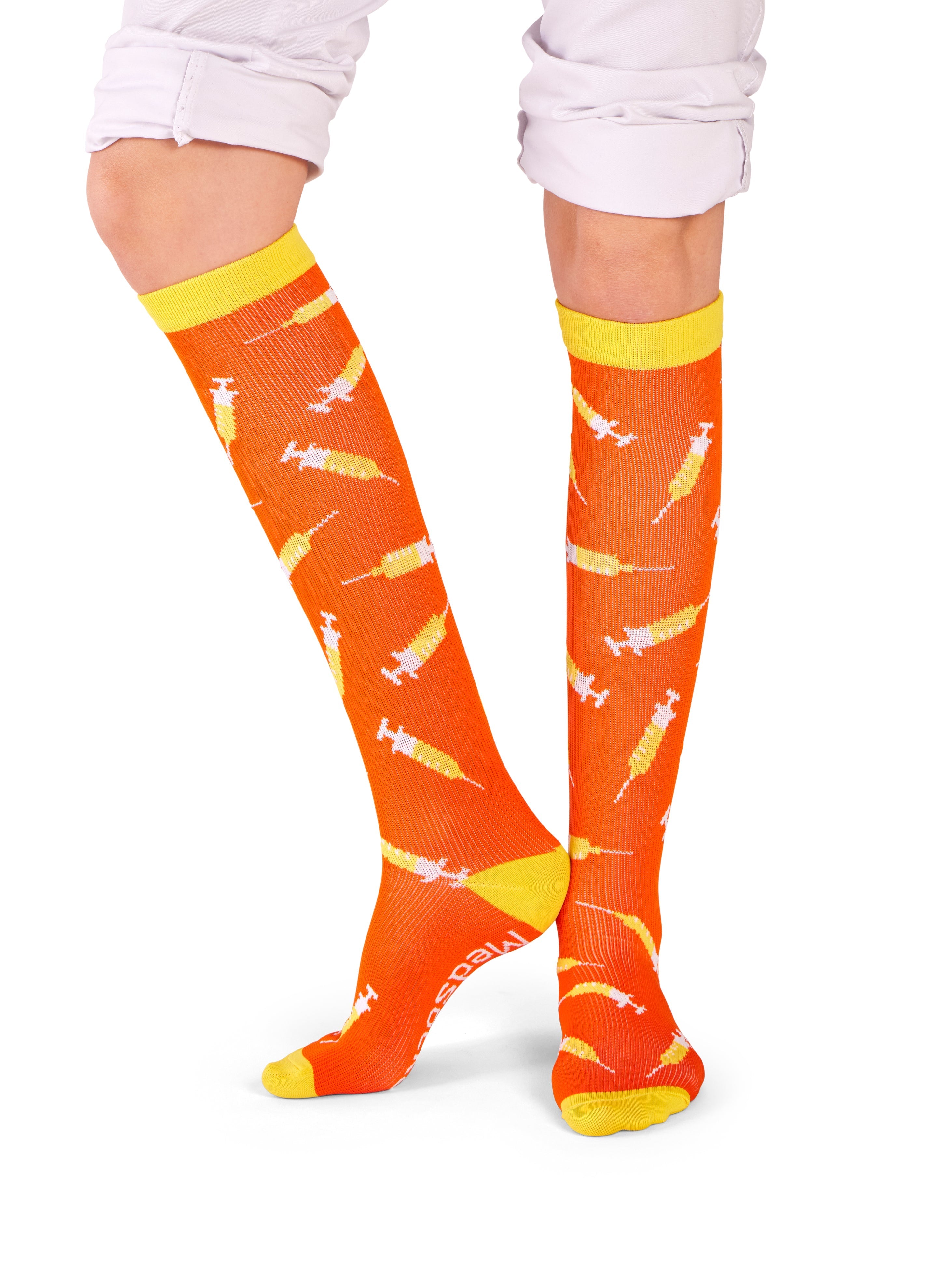 MedSocks Syringes Orange Yellow compression socks
