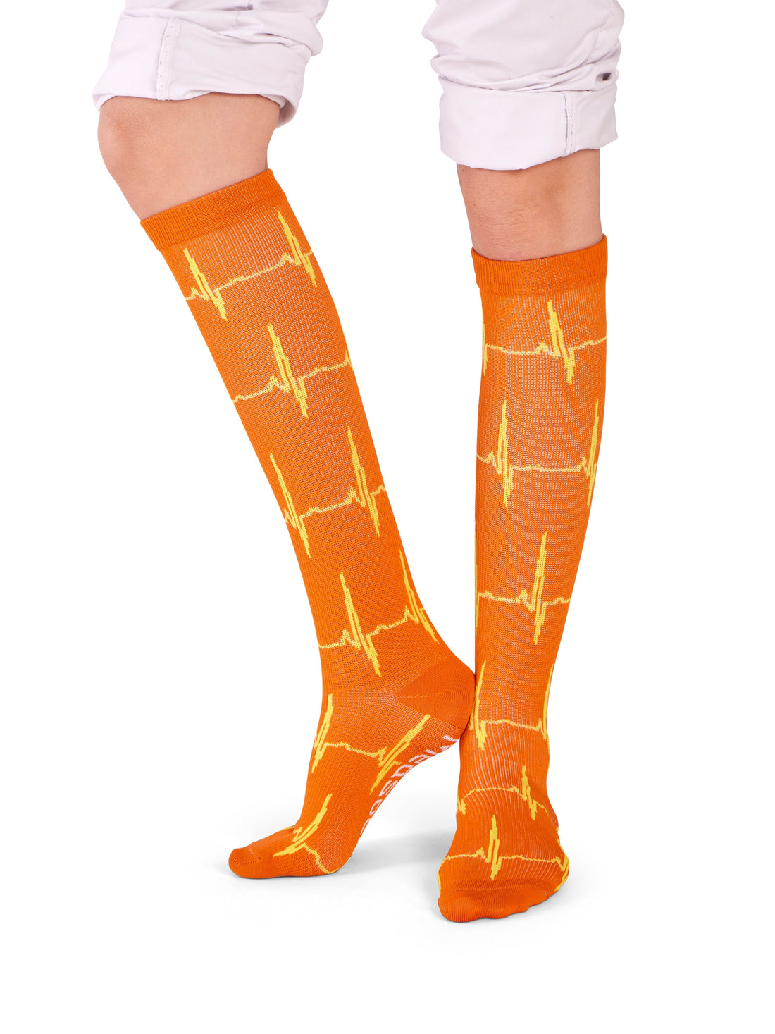 Compression socks ECG Orange Yellow - Heartbeat